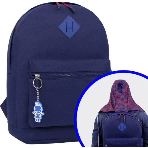 Чоловік рюкзак Bagland Hood W / R синій 482 (0054466): Застібка Блискавка