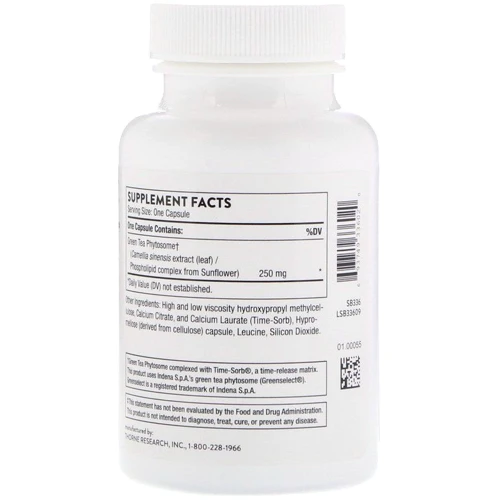 Thorne Research Green Tea Phytosome 60 Caps Зеленый чай: Тип Зеленый чай