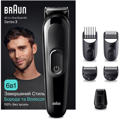 Машинка для стрижки (триммер) Braun MGK 3420: Зона применения Для окантовки, Для лица, Для головы, Для бороды