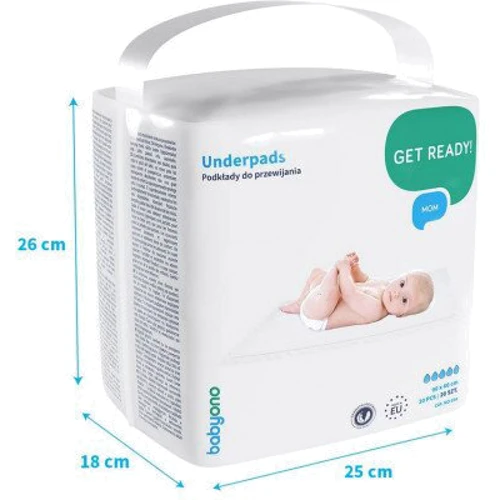 Пелюшки для сповивання одноразові BabyOno 90х60 см 20 шт. (594) фото 1
