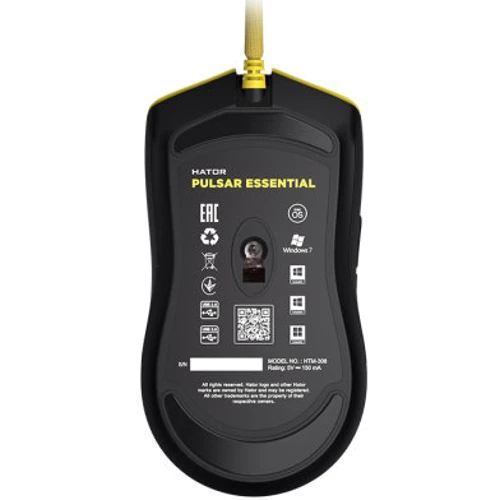 Мышь HATOR Pulsar Essential Yellow (HTM-308): Количество кнопок 6