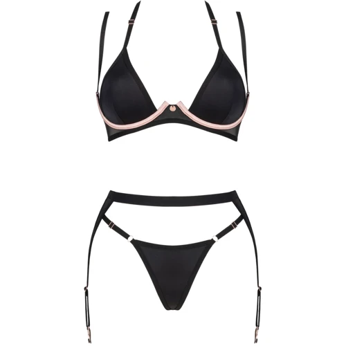 Комплект белья Obsessive Selinne 3-pcs set XS/S Black