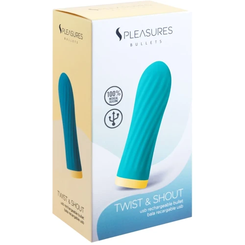 Вибропуля S Pleasures Bullets Twist & Shout Turquoise, бирюзовая