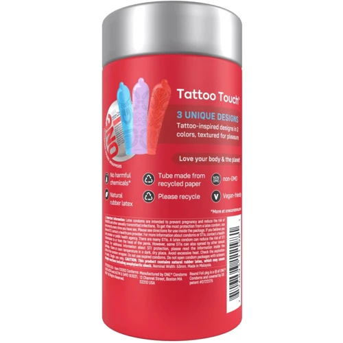 Презервативы ONE Tattoo Touch, 12 шт (подарочная упаковка)
