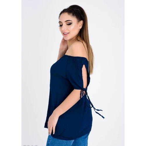 Блуза ISSA PLUS 5218 42 темно-синяя с коротким рукавом: Сезон Лето