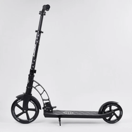 Самокат двухколесный Best Scooter с PU колесами, 1 амортизатором Black (99664): Конструкция рамы складная