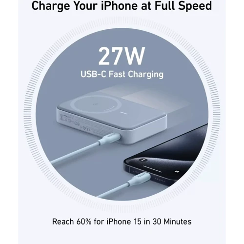 Зовнішній акумулятор Anker Powerbank 10000 mAh MagGo 15W Blue: Ємність батареї, мАг 10000