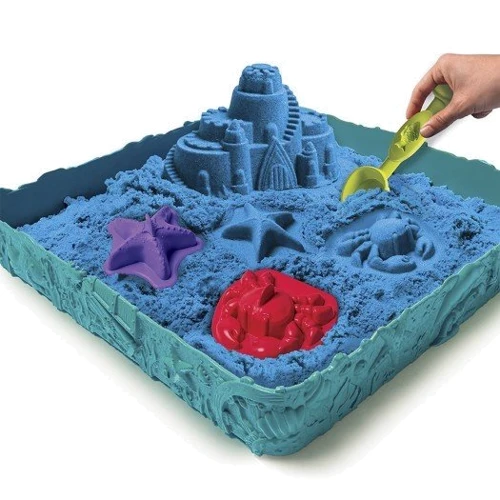 Набор песка для детского творчества - Kinetic Sand Замок Из Песка (голубой, 454 г, формочки, лоток)