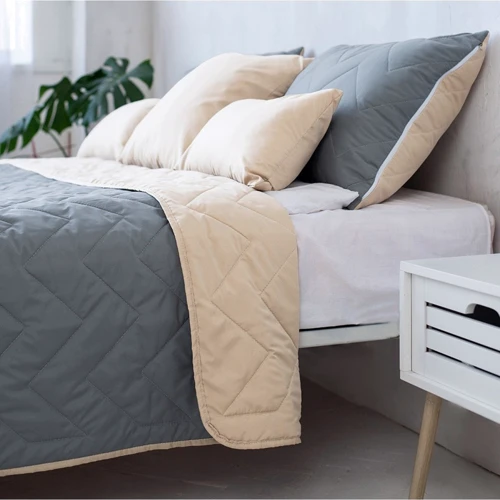 Покривало Sonex Bora Bora двостороннє 220x240 см + наволочка 50x70 см (2 шт.) сірий/бежевий (SO102398)