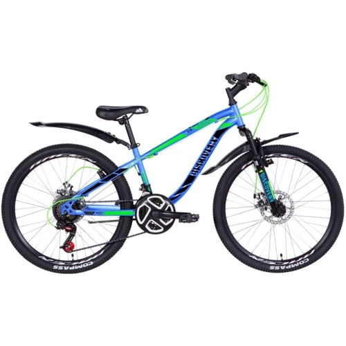 Велосипед в коробке 24" Discovery FLIPPER AM DD ST с крылом Pl 2021 (сине-зеленый с черным (м))