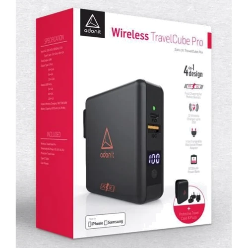 Зарядное устройство Adonit Wireless Charging with Power Bank 6700mAh Travel Cube Pro Black (134-17-07-A): Тип беспроводное