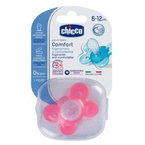 Силиконовая пустышка Chicco Physio Comfort 6-12 мес. розовый (74913.11.00.00): Возраст старше 6 месяцев