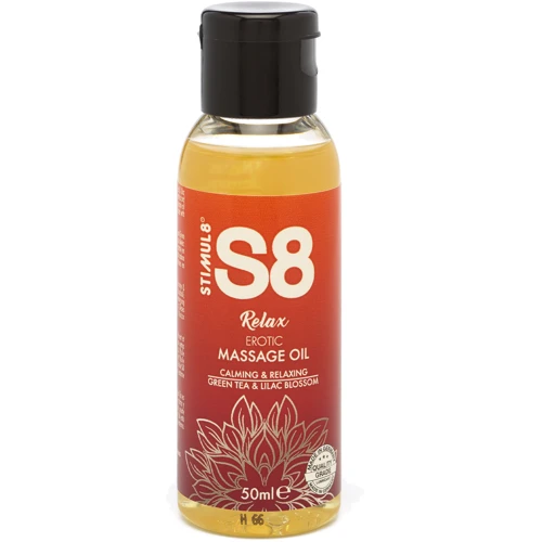 S8 Massage Oil масло для еротичного масажу, 50 мл, зелений чай і бузковий колір: Тип Масло