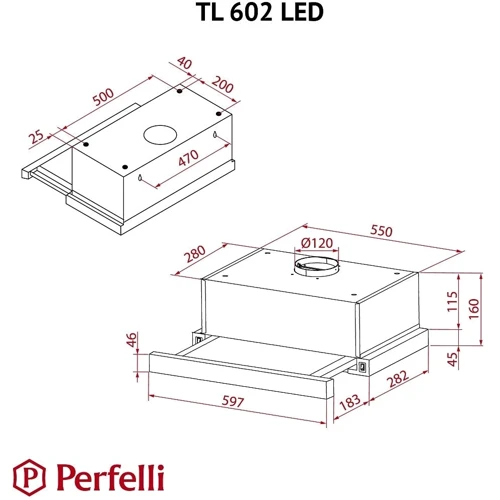 Витяжка Perfelli TL 602 I LED: Тип монтажу настінний