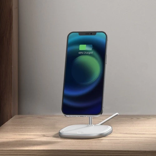 Зарядное устройство Baseus Wireless Charger Stand MagSafe Swan White (WXSW-02) for iPhone 16 I 15 I 14 I 13 I 12 series фото 6