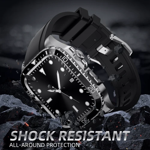 Аксесуар для Watch Rubber TPU Strap with Stainless Stell Case Black/Silver (FLS181108) для Apple Watch 44/45/49mm Ultra фото 5