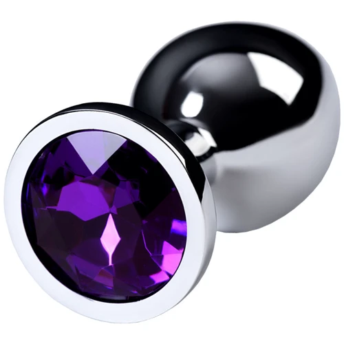 Анальная пробка с кристаллом Metal By Toyfa Silver anal plug Аmethyst