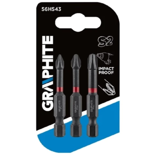 Біти GRAPHITE, набір 3шт 1/4" ударні PH 50мм сталь S2