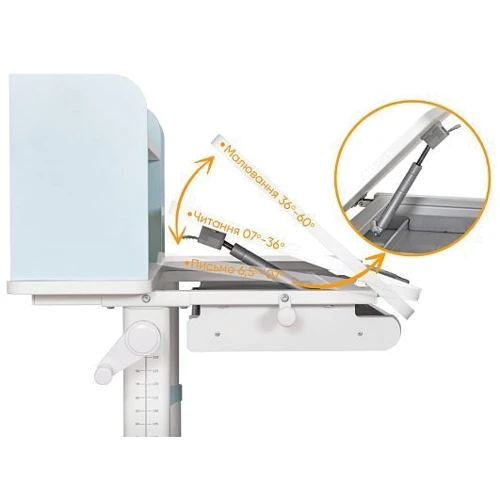 Детский стол Ergokids TH-330 Blue (TH-330 W/BL): Особенности Регулировка угла наклона столешницы, Регулировка высоты