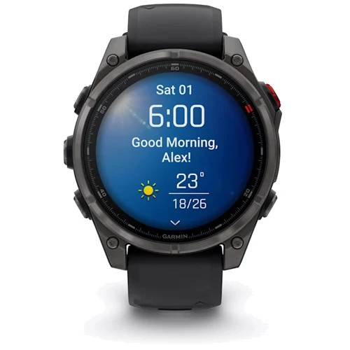 Смарт-часы Garmin Fenix 8 Pro AMOLED 47mm Sapphire Carbon Grey DLC Titanium with Black/Pebble Grey Silicone Band (010-03198-01)