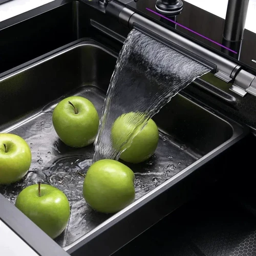 Кухонная мойка Lefton 33x22 Inch Waterfall Faucet Kitchen Sink with Digital Temperature Display & LED Lighting-KS2207L: Наличие крыла Нет