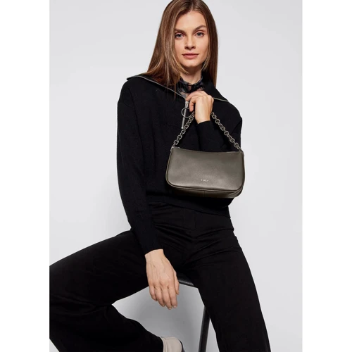 Женская сумка через плечо Furla Moon S Shoulder темно-зеленая (WB00356AX0733S1C00): Материал Натуральная кожа