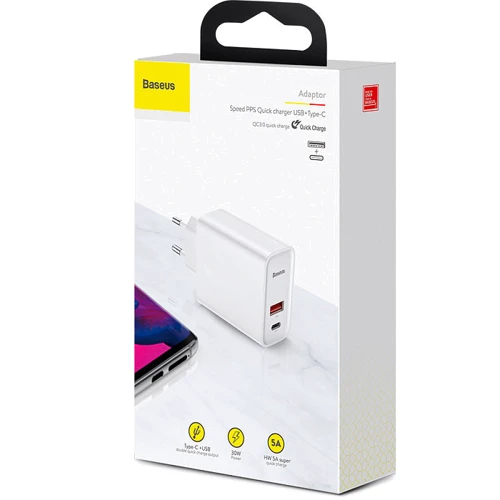 Зарядний пристрій Baseus Wall Charger USB-C and USB PPS Quick Charge 30W White (CCFS-C02) фото 8