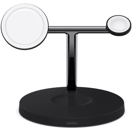 Зарядний пристрій Belkin Wireless Charger Base Station MagSafe Black (WIZ017VFBK) для iPhone 16 I 15 I 14 I 13 I 12 series and Apple Watch: Особливості Для Apple Watch, MagSafe