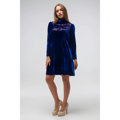 Платье FLFashion Соната ТПС 2852 42-44 синее повседневное до середины бедра: Длина рукава Длинный