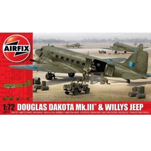 Військово-транспортний Airfix літак Douglas Dakota MkIII з автомобілем Willys