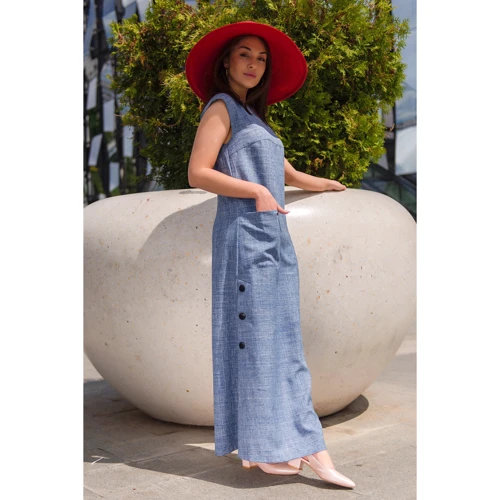 Платье FLFashion Фиеста ФПФ 3093 52 синее повседневное длинное макси: Вид Повседневные платья