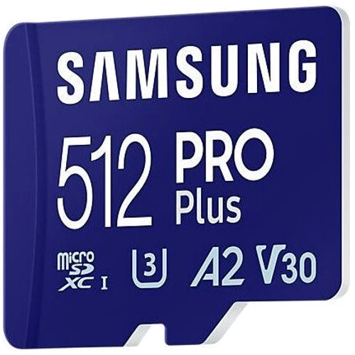 Карта пам'яті Samsung 512GB microSDXC Class 10 UHS-I U3 V30 A2 Pro Plus + адаптер (MB-MD512SA/EU): Обсяг 512 ГБ