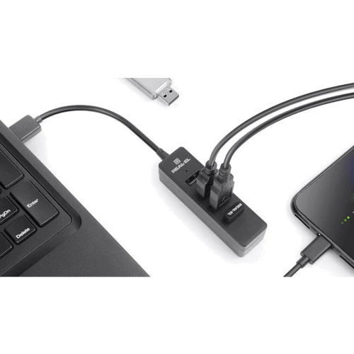 Адаптер REAL-EL Adapter USB to 4xUSB2.0 HQ-154 Black (EL123110007) фото 4