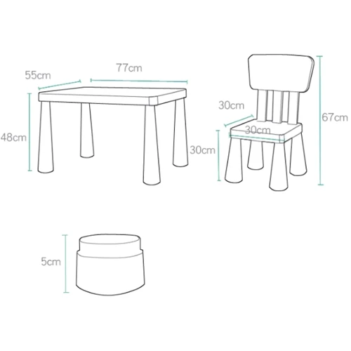 Детский столик с 2-мя стульями Bambi белый (M 6176-1)