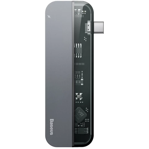 Адаптер Baseus Adapter USB-C to 2xUSB-C+HDMI+2xUSB Space Gray (CAHUB-TD0G): Цвет серый