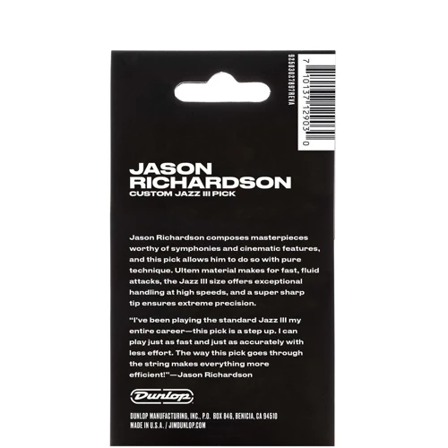 Медіатор Медіатор DUNLOP JASON RICHARDSON CUSTOM JAZZ III PICK: Товщина  Очень толстые (1.01 мм и более)