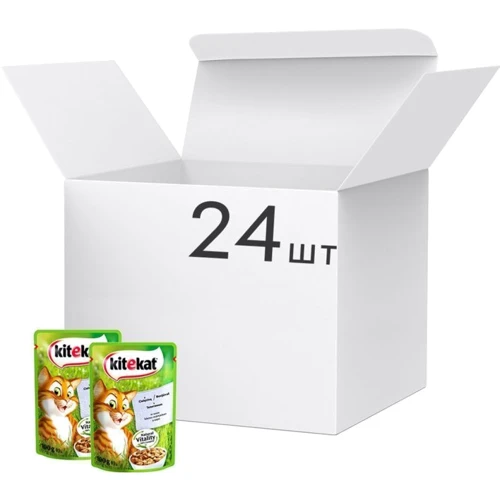 Влажный корм Kitekat для котов с телятиной в соусе 24х100 г (5900951256301): Тип паучи
