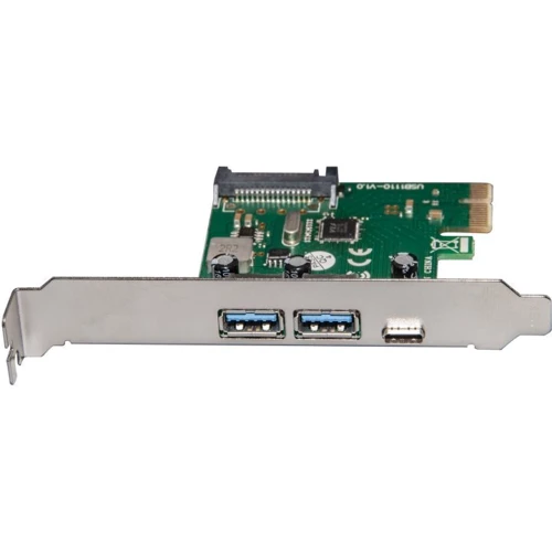Frime PCI-E to USB3.0 TYPE-A+C VL805 (ECF-PCIEtoUSB007.LP): Роз'єми USB 3.0