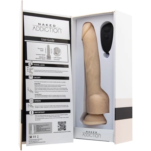 Фаллоимитатор с пульсацией Naked ADDICTION Dominic 9", пульт ДУ