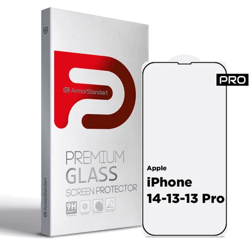 Защитное стекло для iPhone ArmorStandart Tempered Glass Pro Black for iPhone 16e / 14 / 13 / 13 Pro (ARM59722): Тип защиты экрана на экран