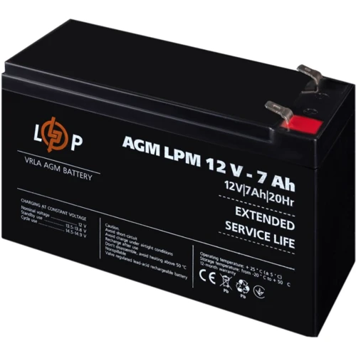 Аккумуляторная батарея LogicPower LPM 12V 7Ah, AGM (3862): Напряжение, В 12