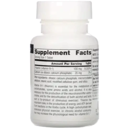 Source Naturals Vitamine B-1 100 mg 100 tab / 100 servings: Пол Унисекс
