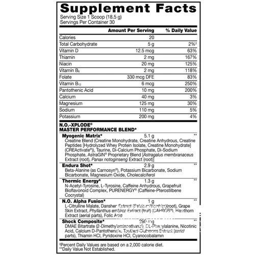 BSN N.O.-Xplode Pre-Workout Igniter 1.05 kg /50 servings/ Blue Raspberry EU: Тип Комплекс до тренировки