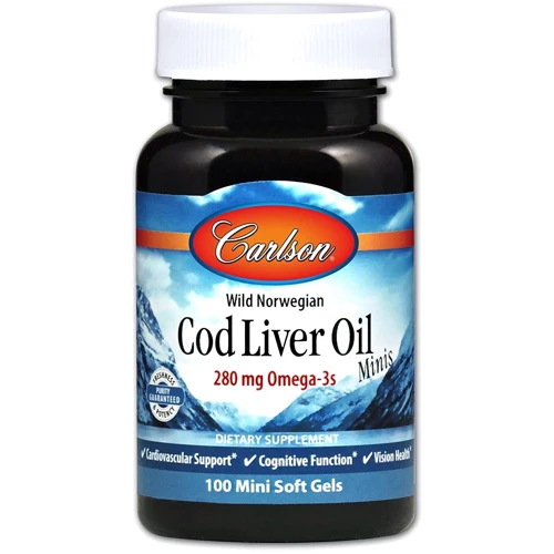 Carlson Labs Cod Liver Oil Minis 100 Soft Gels Масло печінки тріски