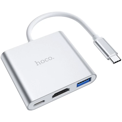 Адаптер Hoco Adapter HB14 USB-C to USB3.0+HDMI+USB-C PD Silver: Интерфейс подключения USB-C