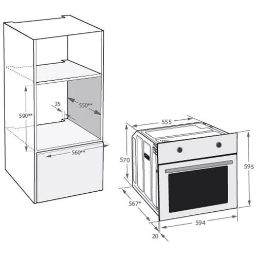 Духовой шкаф электрический Beko BIE22300X: Объем, л 71