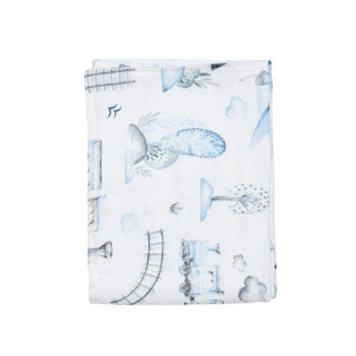 Плед Twins Поезд муслиновый 110х75 см голубой (1410-110/75-04T): Тип плед