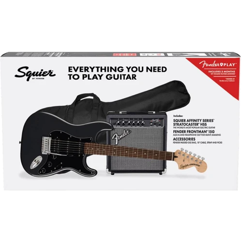 Гітарний набір SQUIER by FENDER AFFINITY SERIES STRAT PACK HSS CHARCOAL FROST METALLIC