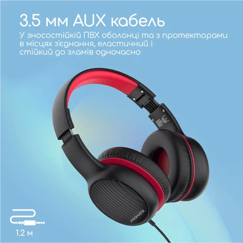 Наушники Promate Simba Black/Red (simba.onyx) фото 5