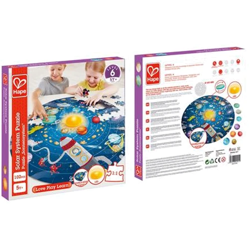 Деревянный пазл Hape Солнечная система с подсветкой Солнца 102 элемента (E1625): Вид космос